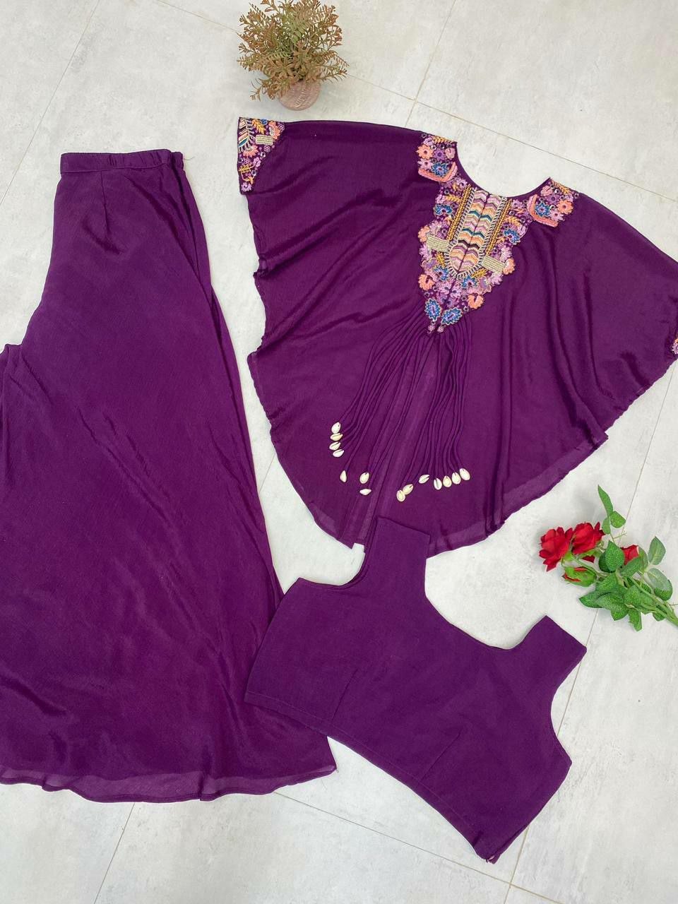 Party Wear Cape Style Kurti Palazzo suit women