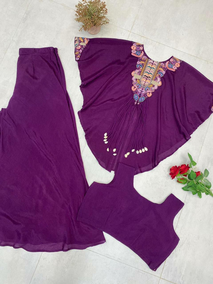 Party Wear Cape Style Kurti Palazzo suit women