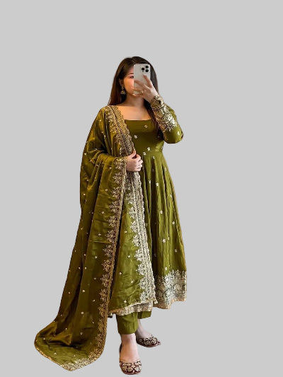 Wedding Anarkali Embroidered Salwar Suit for women  indian pakistani ethnic wear .