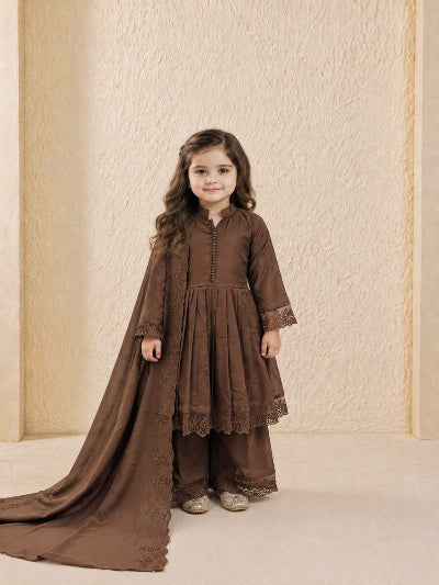 Kids Brown Lace Suit | 3 Piece Festive A-Line Outfit