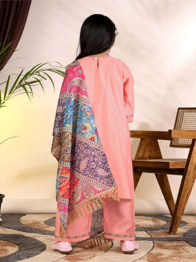 Kids Pink Kurta Suit | 3 Piece Festive Trouser Outfit