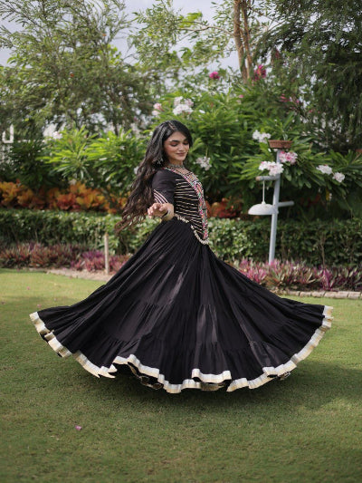 Black Navratri Colorful Embroidered Lehenga Blouse Set