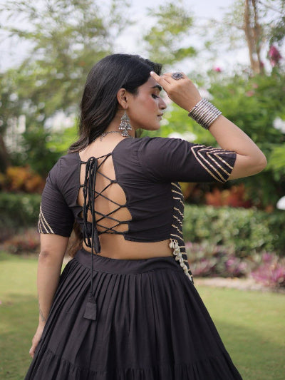 Black Navratri Colorful Embroidered Lehenga Blouse Set