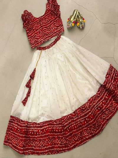 Kids Silk Lehenga Choli Set with Zari Weaving