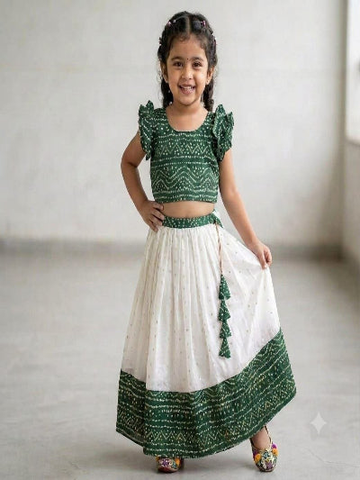 Kids Silk Lehenga Choli Set with Zari Weaving