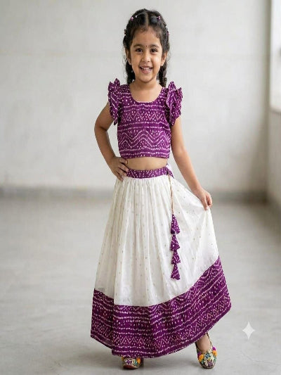 Kids Silk Lehenga Choli Set with Zari Weaving