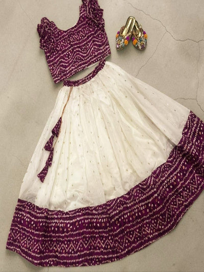 Kids Silk Lehenga Choli Set with Zari Weaving