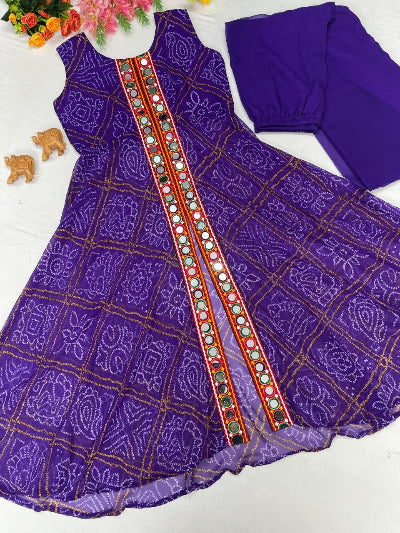 Navratri Garbha Dandiya Bandhani Kutchi Kurti Pant Set