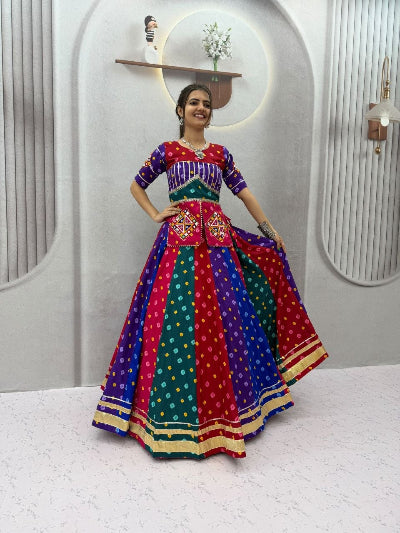 Readymade Fully Stitched Chaniya Choli Set with Gamthi &amp; Lampi Lace Work
