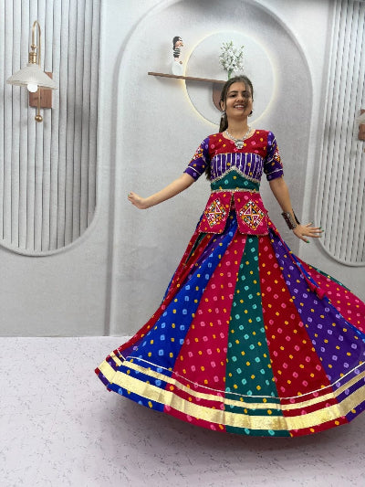 Readymade Fully Stitched Chaniya Choli Set with Gamthi &amp; Lampi Lace Work