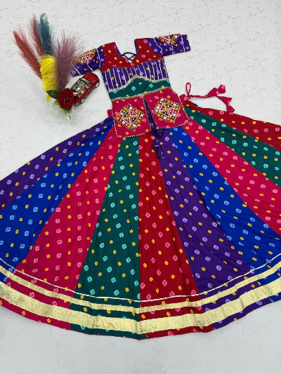 Readymade Fully Stitched Chaniya Choli Set with Gamthi &amp; Lampi Lace Work