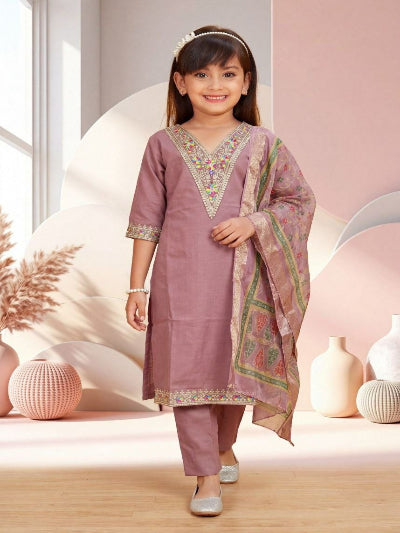 Kids Premium Rayon Embroidery Salwar Suit Set