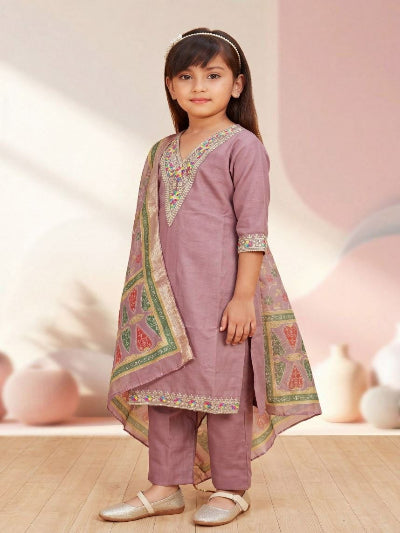 Kids Premium Rayon Embroidery Salwar Suit Set
