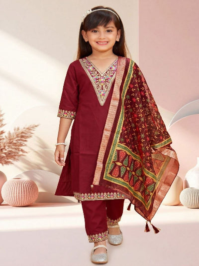 Kids Premium Rayon Embroidery Salwar Suit Set