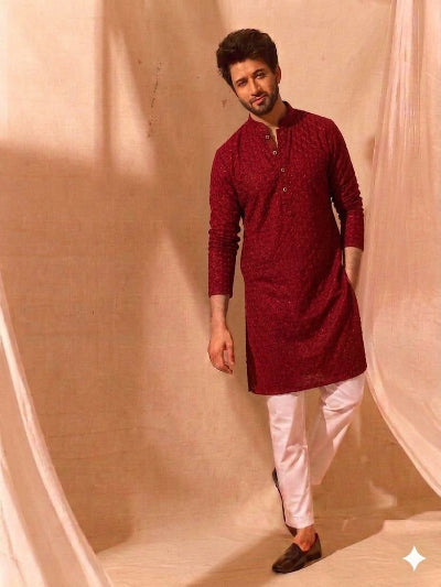 Mens Rayon Kurta Pyjama Set of 2