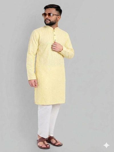 Mens  Sequence Embroidery Rayon Kurta Pajama Set