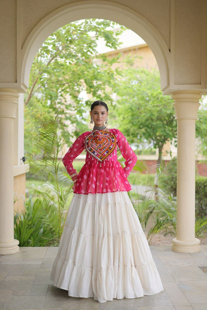 Navratri Cotton Bandhani Lehenga Set with Kutchi Gamthi Patchwork
