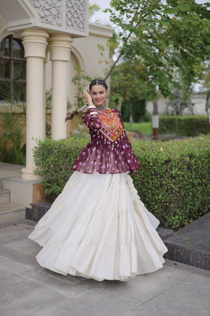 Navratri Cotton Bandhani Lehenga Set with Kutchi Gamthi Patchwork