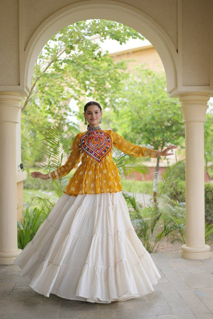 Navratri Cotton Bandhani Lehenga Set with Kutchi Gamthi Patchwork