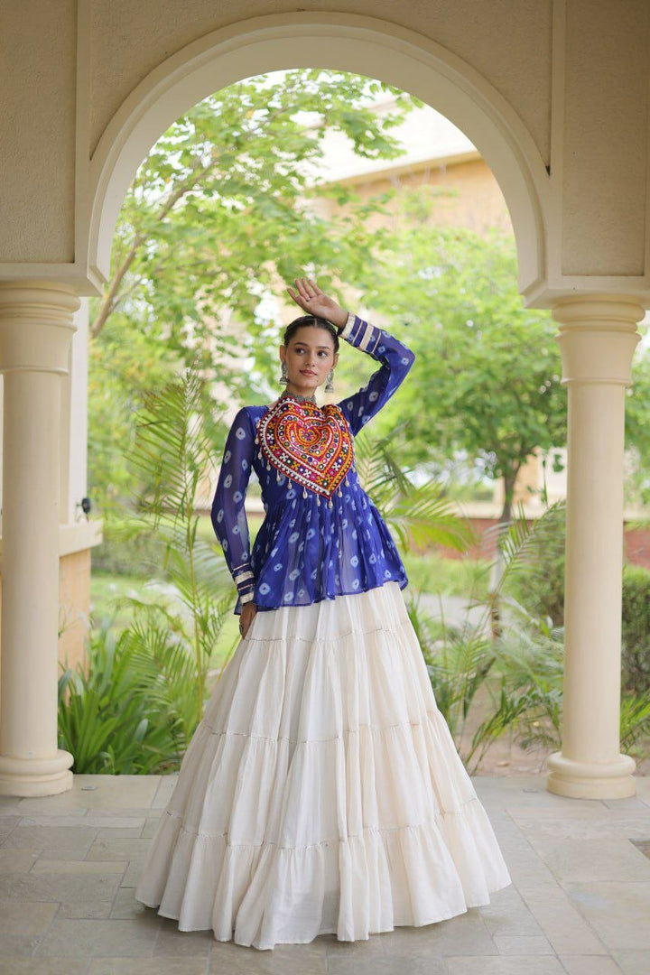 Navratri Cotton Bandhani Lehenga Set with Kutchi Gamthi Patchwork