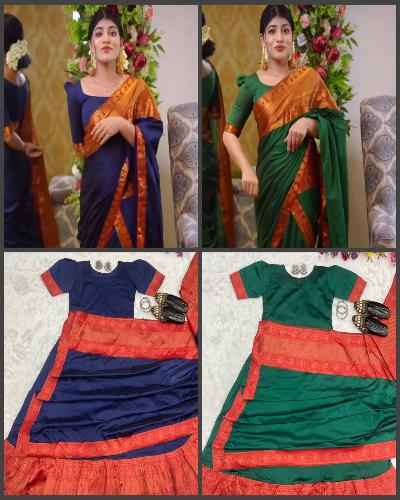 10 Second Saree Ethnic Gown Stitched with Pallu - BONYHUBSAREE