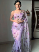 1 Min Lilac Organza Floral Ready To Wear Saree - BONYHUBSAREE