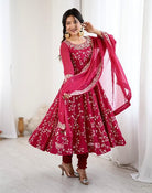 Magenta Georgette Embroidery Work Anarkali Suit - BONYHUBSALWAR KAMEEZ