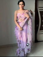 1 Min Lilac Organza Floral Ready To Wear Saree - BONYHUBSAREE