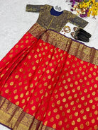 Orange Silk Jacquard Zip & Go 10 Second Saree Gown - BONYHUBSAREE