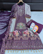 Burgandy Embroidery Mirror Work Designer Suit Set - BONYHUBSALWAR KAMEEZ