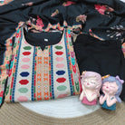 Plus Size Black Maslin Floral Print Straight Suit Set - BONYHUBSALWAR KAMEEZ