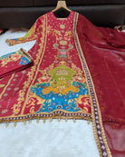 Plus Size Maroon Muslin Printed Salwar Suit Set - BONYHUBSALWAR KAMEEZ