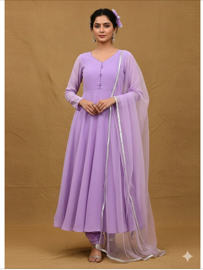 Lilac Lavender Anarkali Salwar Set