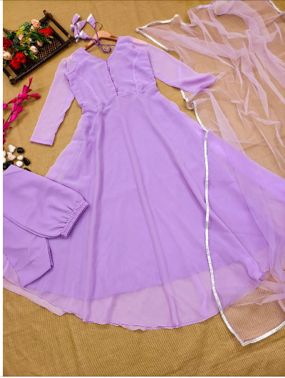 Lilac Lavender Anarkali Salwar Set