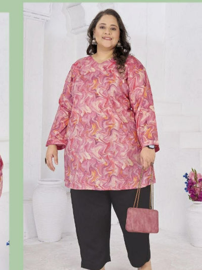 PINK PLUS SIZE COTTON TOP KURTI 1