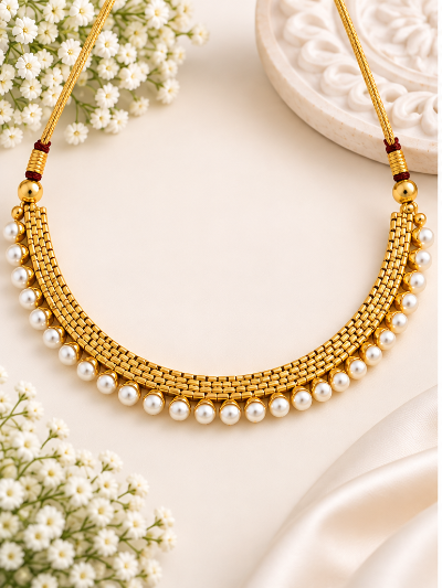 Gold Pearl Choker Necklace Only – Wedding Jewellery