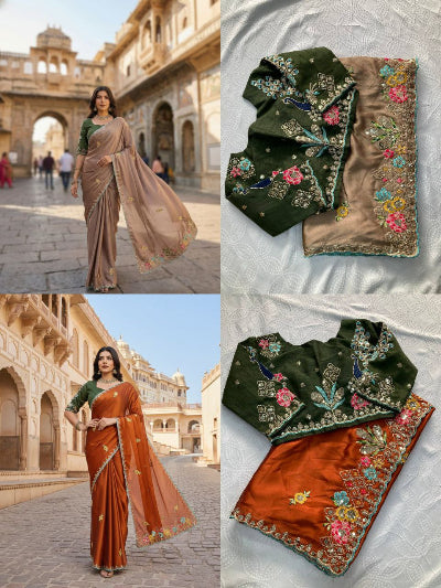 Rangoli Silk Saree Free Stitched Blouse