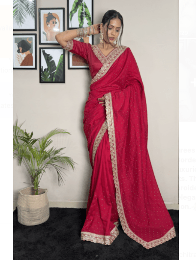 1 Min Silk Readymade Wedding Sari - BONYHUBSAREE