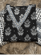 Black & White Straight Salwar Suit Set - BONYHUBSALWAR KAMEEZ