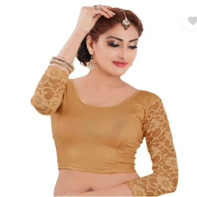 Bronze gold stretch lycra non padded stretchable readymade blouse - BONYHUBblouses