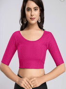Design Pink lycra nonpadded stretchable readymade blouse - BONYHUBblouses