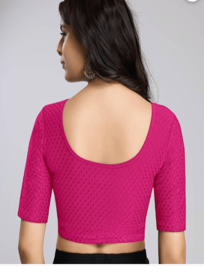 Design Pink lycra nonpadded stretchable readymade blouse - BONYHUBblouses
