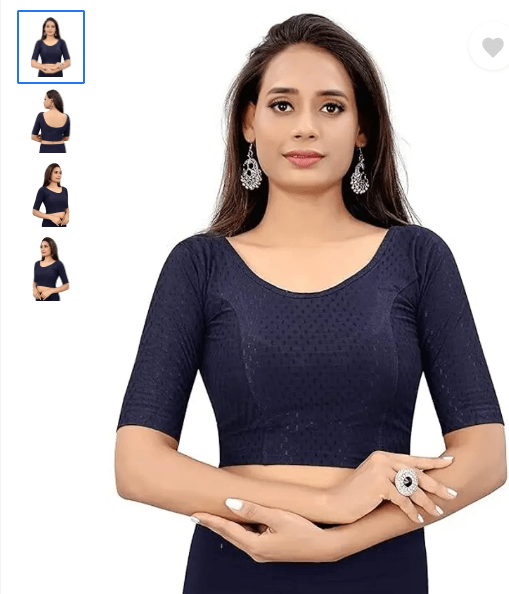 Design Navy Blue lycra nonpadded stretchable readymade blouse - BONYHUBblouses