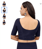 Design Navy Blue lycra nonpadded stretchable readymade blouse - BONYHUBblouses