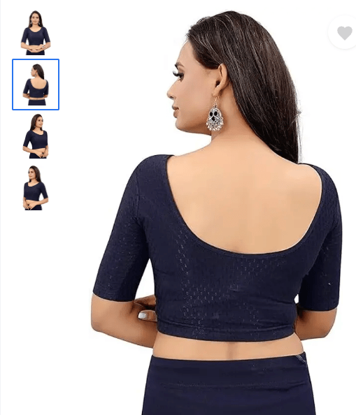 Design Navy Blue lycra nonpadded stretchable readymade blouse - BONYHUBblouses