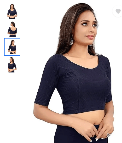 Design Navy Blue lycra nonpadded stretchable readymade blouse - BONYHUBblouses