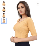 Design Chiku Beige lycra nonpadded stretchable readymade blouse - BONYHUBblouses