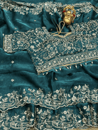 Green Silk Sari Free Stitched Blouse - BONYHUBSAREE