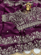 Burgandy Silk Sari Free Stitched Blouse - BONYHUBSAREE