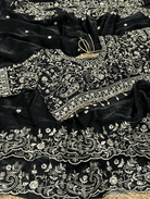 Black Silk Sari Free Stitched Blouse - BONYHUBSAREE